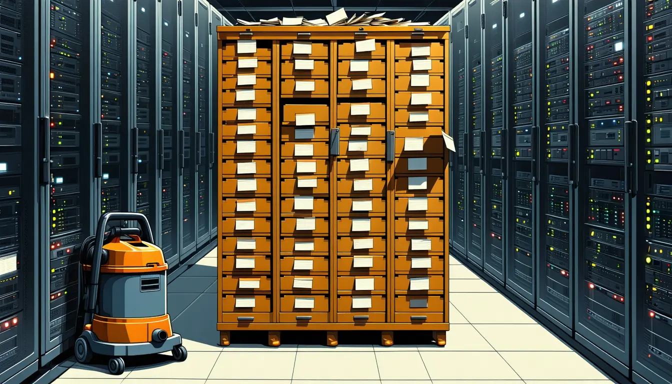 Illustration accompanying PostgreSQL's VACUUM strands sparse b-tree pages until a REINDEX rebuilds them