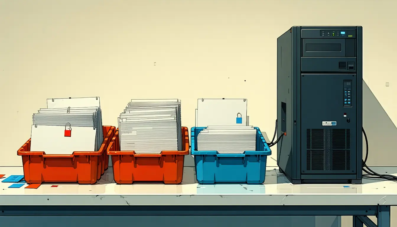 Illustration accompanying Laya's small encoders answer typed triage questions in a single forward pass