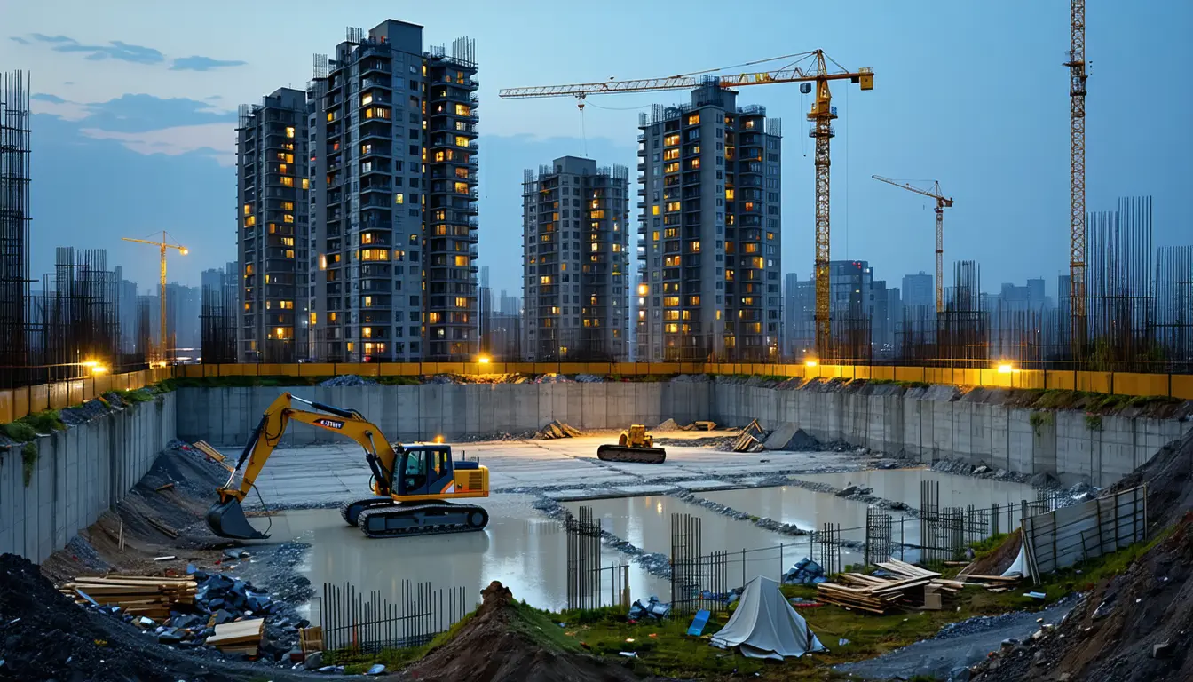 Illustration accompanying Korean builders outside the top 100 hold 3% of surveyed apartment project finance, down from 44%
