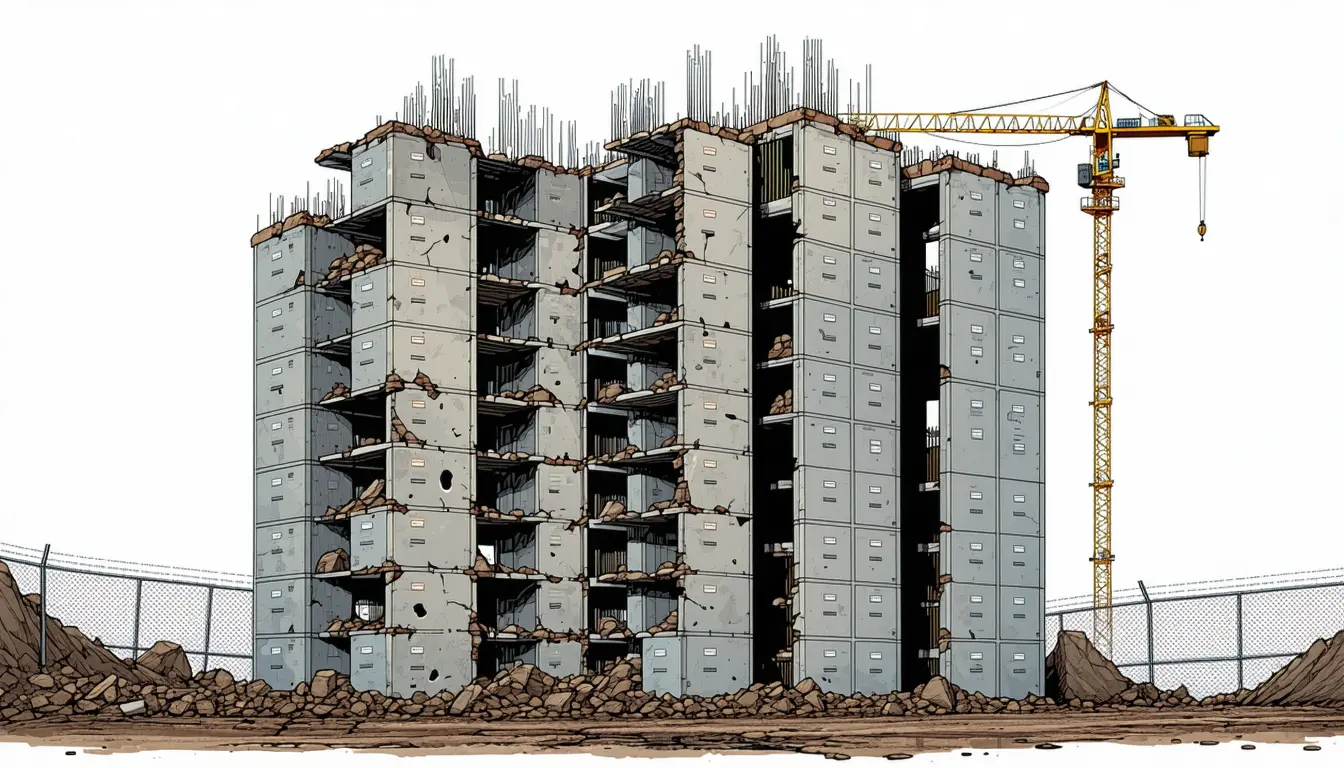 Illustration accompanying Korean real estate trust firms have lent 9.5 trillion won of their own money to troubled building projects