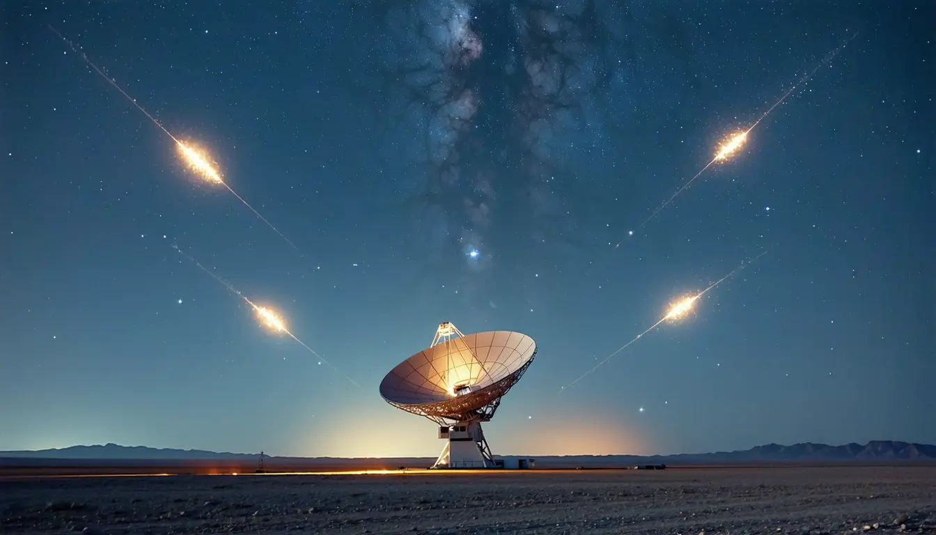 Illustration accompanying Hotspot ages rising with distance point to four jet outbursts from one black hole