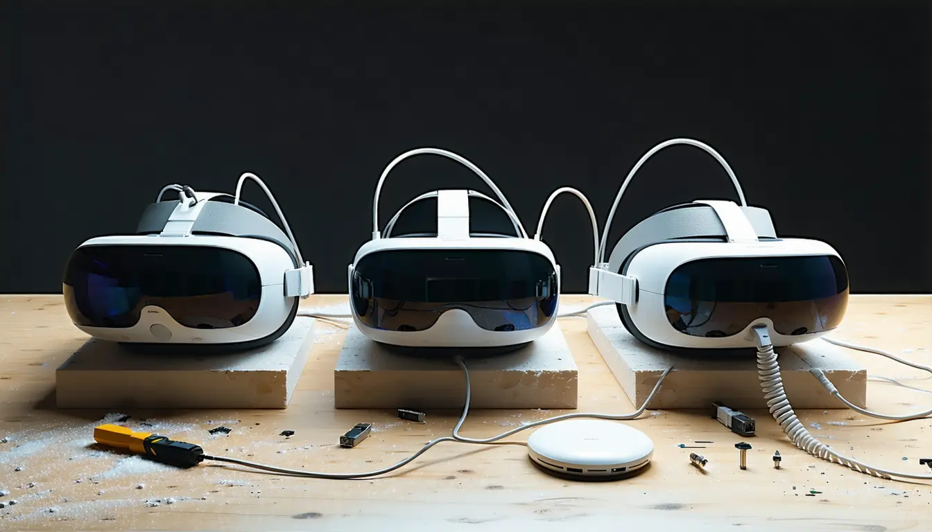 Illustration accompanying Apple's headset team keeps exploring a Meta-style compute puck that its leaders call a poor experience