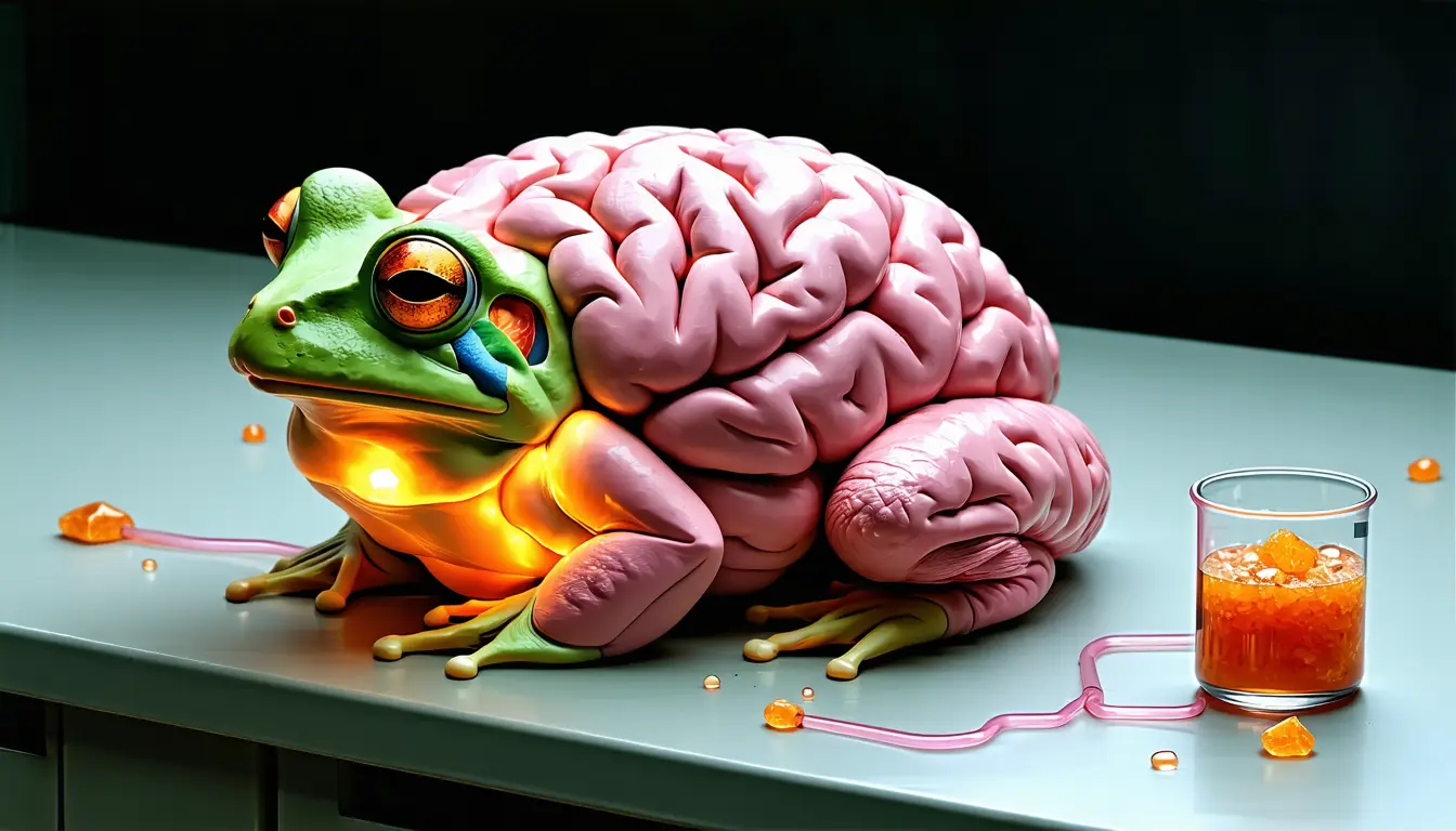 Illustration accompanying Bullfrog brains make their own ketone fuel when glucose runs out