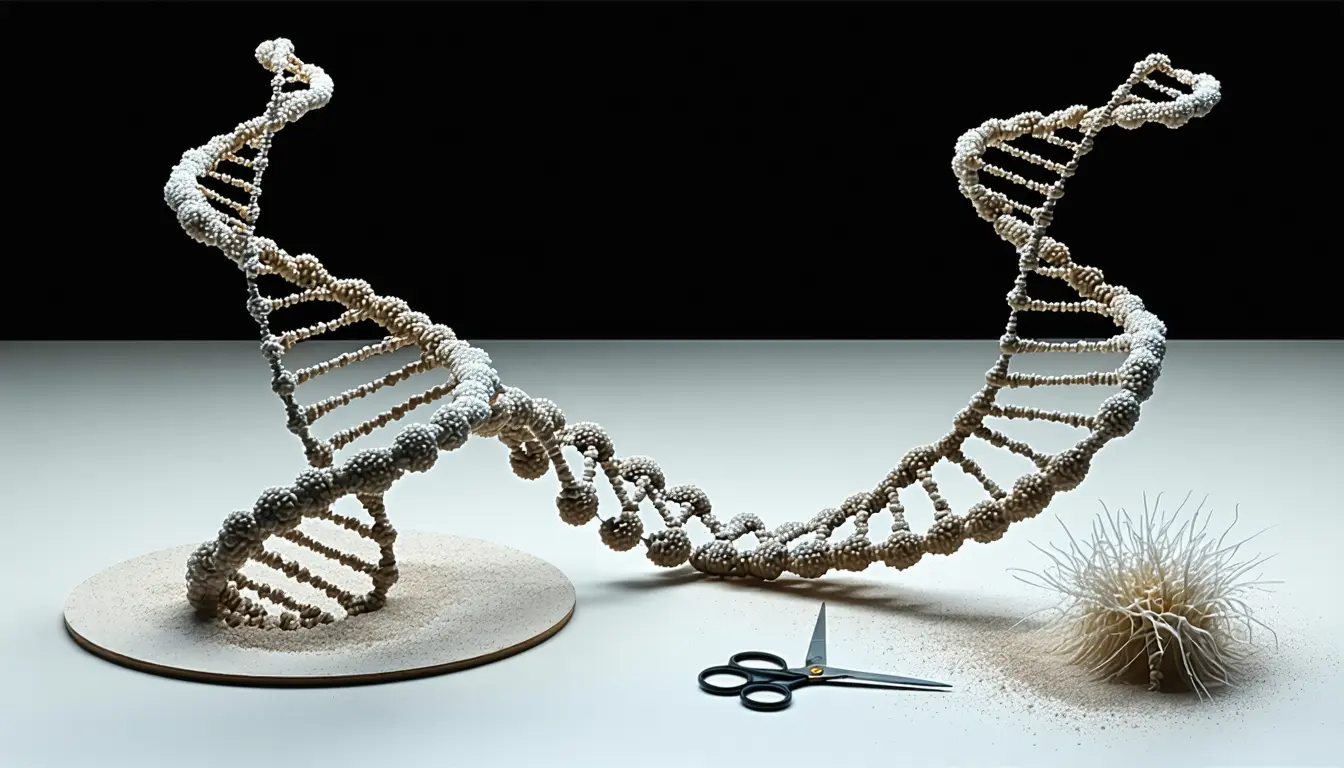 Illustration accompanying High-speed microscopy films DNA-cutting enzymes returning to bends and loose ends before a break