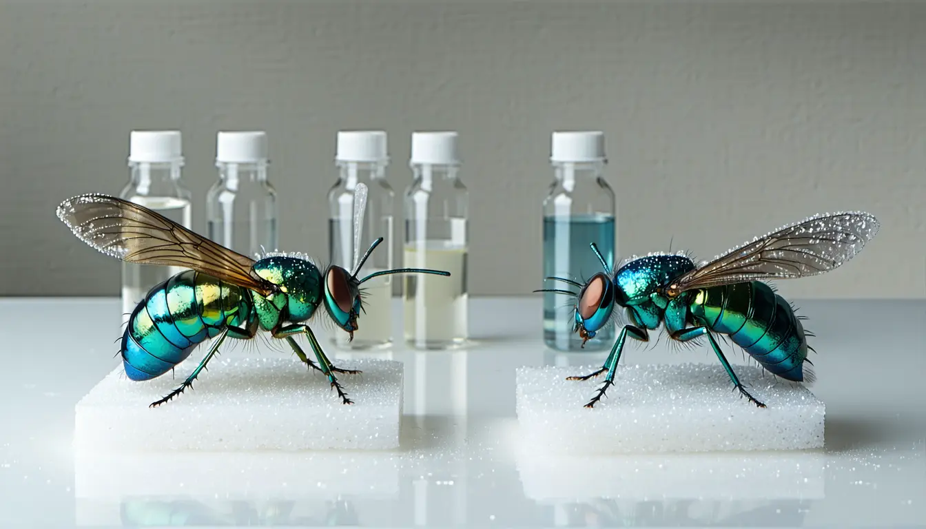 Illustration accompanying Mating reshapes the waxy chemical coat on New World screwworm flies