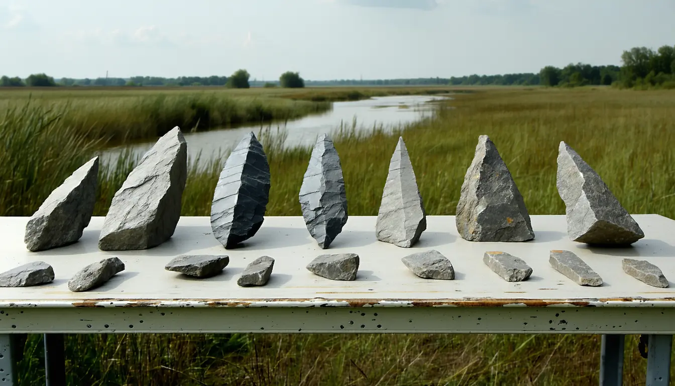 Illustration accompanying Wear on 500 Tennessee Valley spear points suggests Ice Age hunters learned where to find stone
