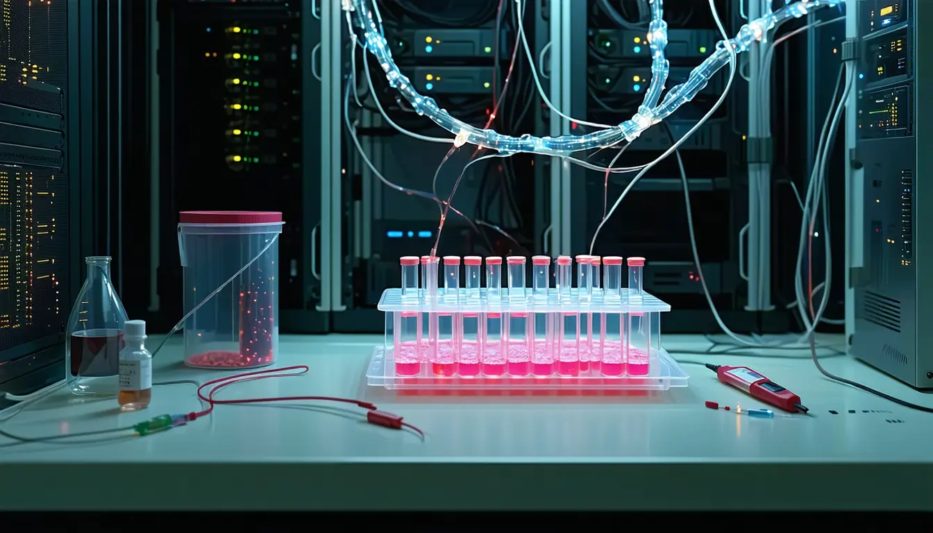 Illustration accompanying Anthropic's Crispr-like find from 950 Claude agents still waits on the wet lab