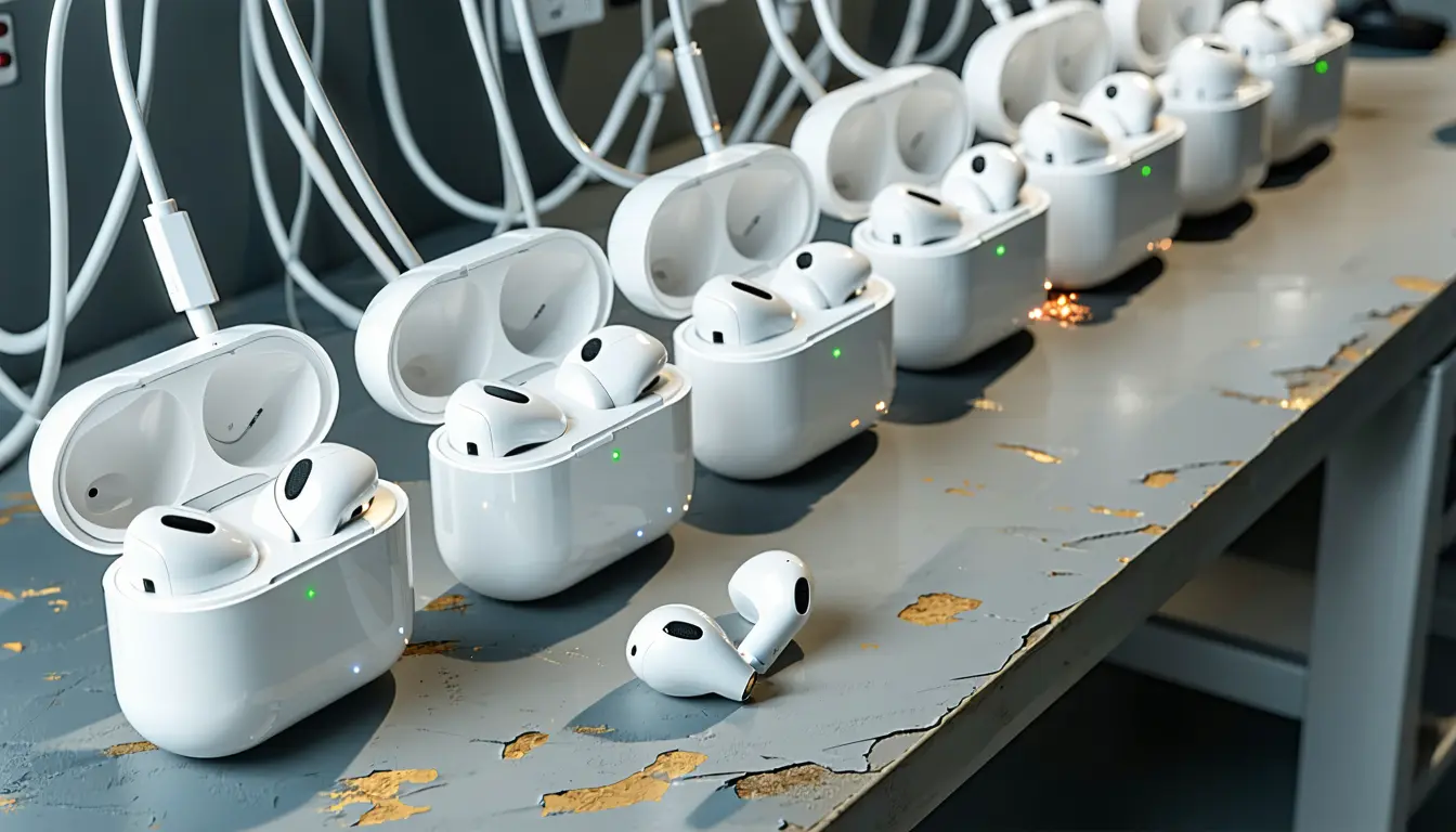 Illustration accompanying Apple leaves AirPods testers waiting on a charging case for beta firmware 9B5042a