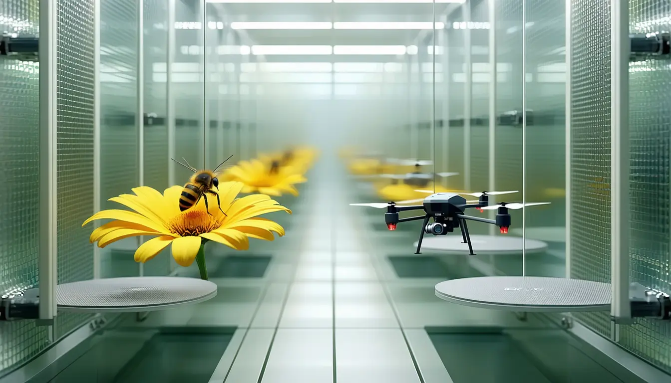 Illustration accompanying Bumblebees follow and face a swaying flower using the same motion cues in different ways