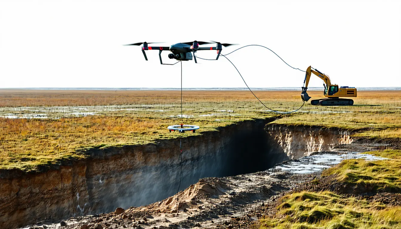 Illustration accompanying Drones carry electromagnetic sensors over Alaska's tundra to find where permafrost has thawed