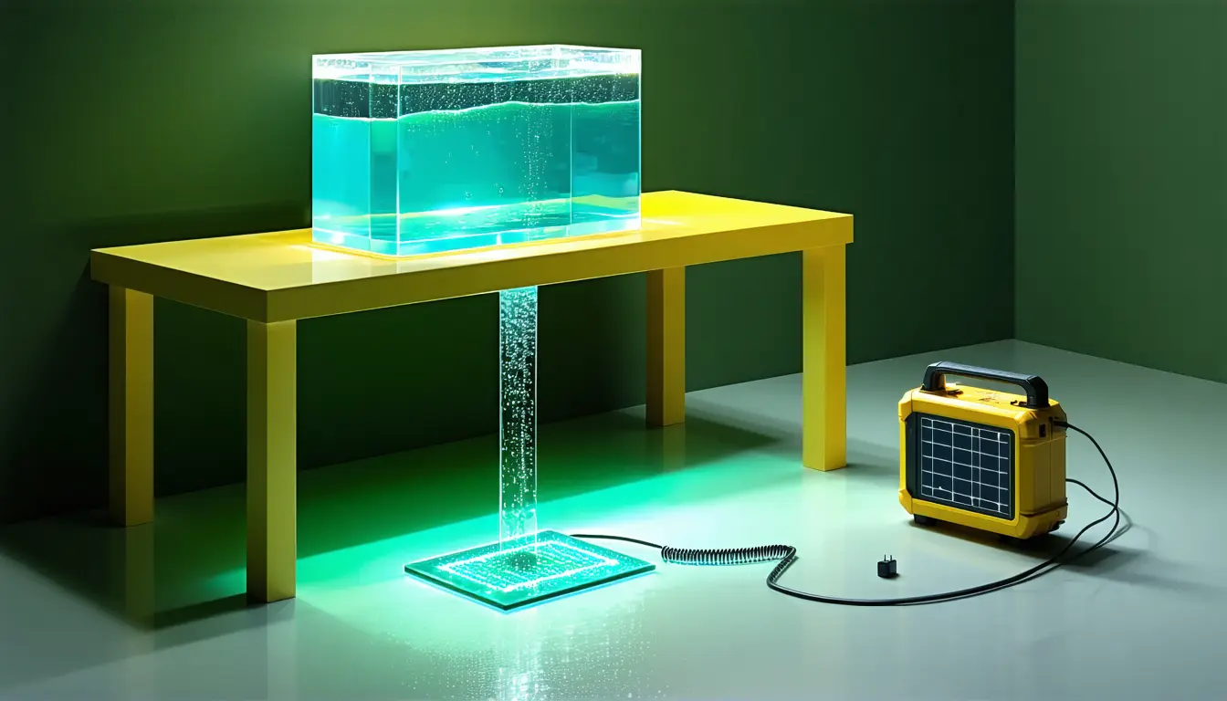 Illustration accompanying Perovskite cell built for blue-green light runs at twice its sunlight efficiency in simulated seawater
