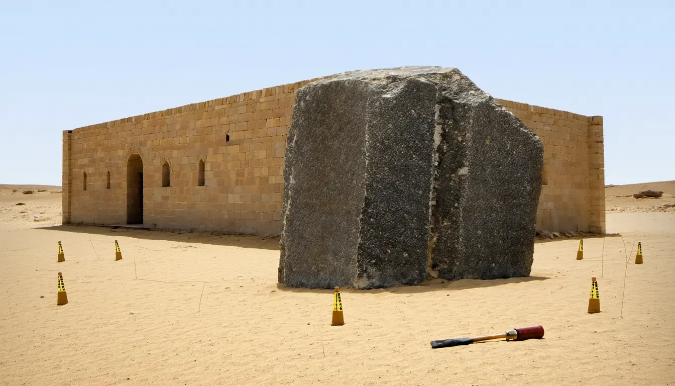 Illustration accompanying Seventh-century builders in northern Sudan raised a church around a giant carving that may show a Kushite ruler