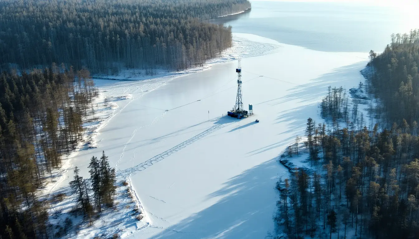 Illustration accompanying Snow-covered northern lakes carry 1.8 times the cooling effect of nearby land per square meter