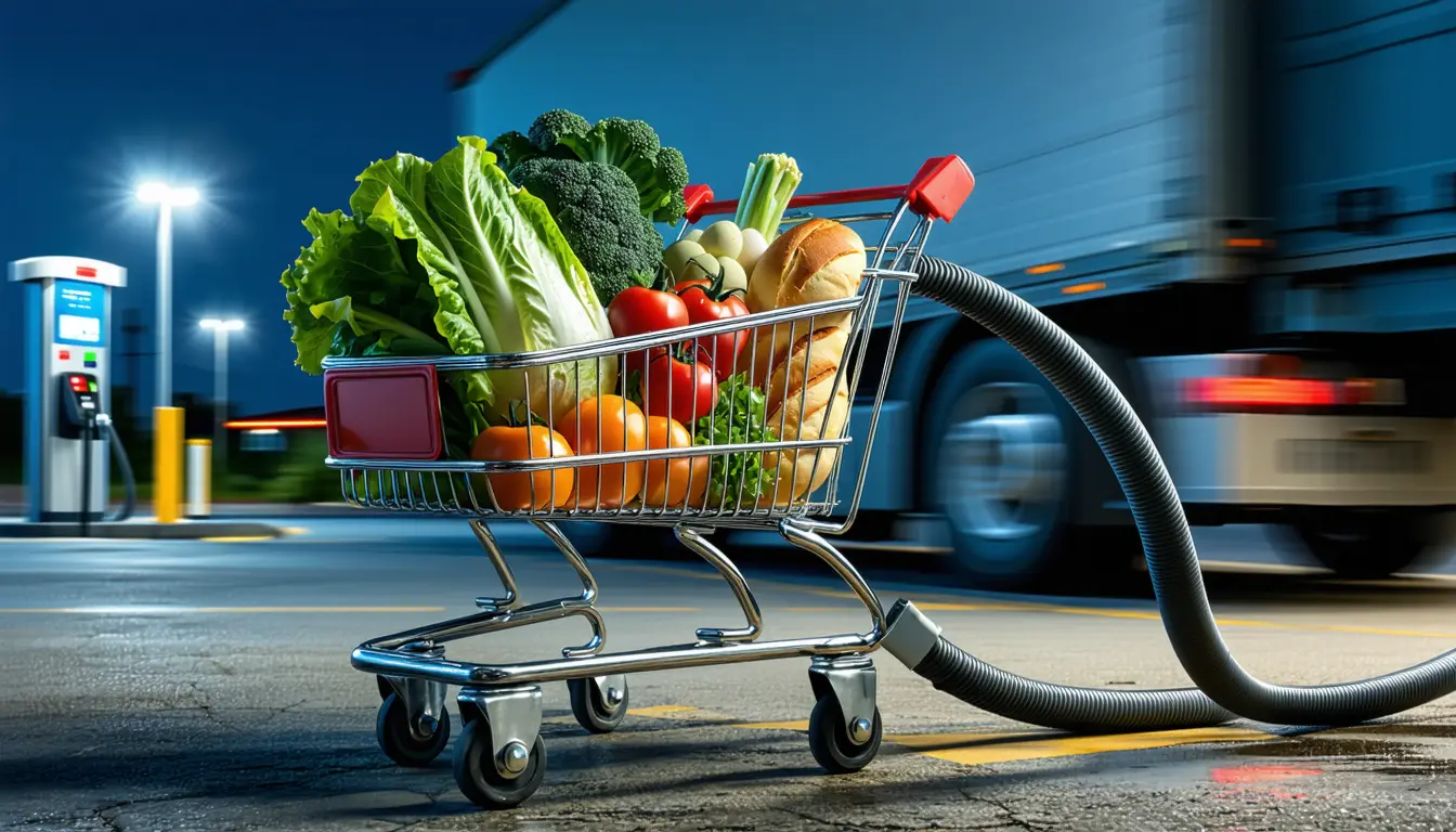 Illustration accompanying Iran-war diesel surge will hit grocery prices within weeks, Axios's Nathan Bomey says