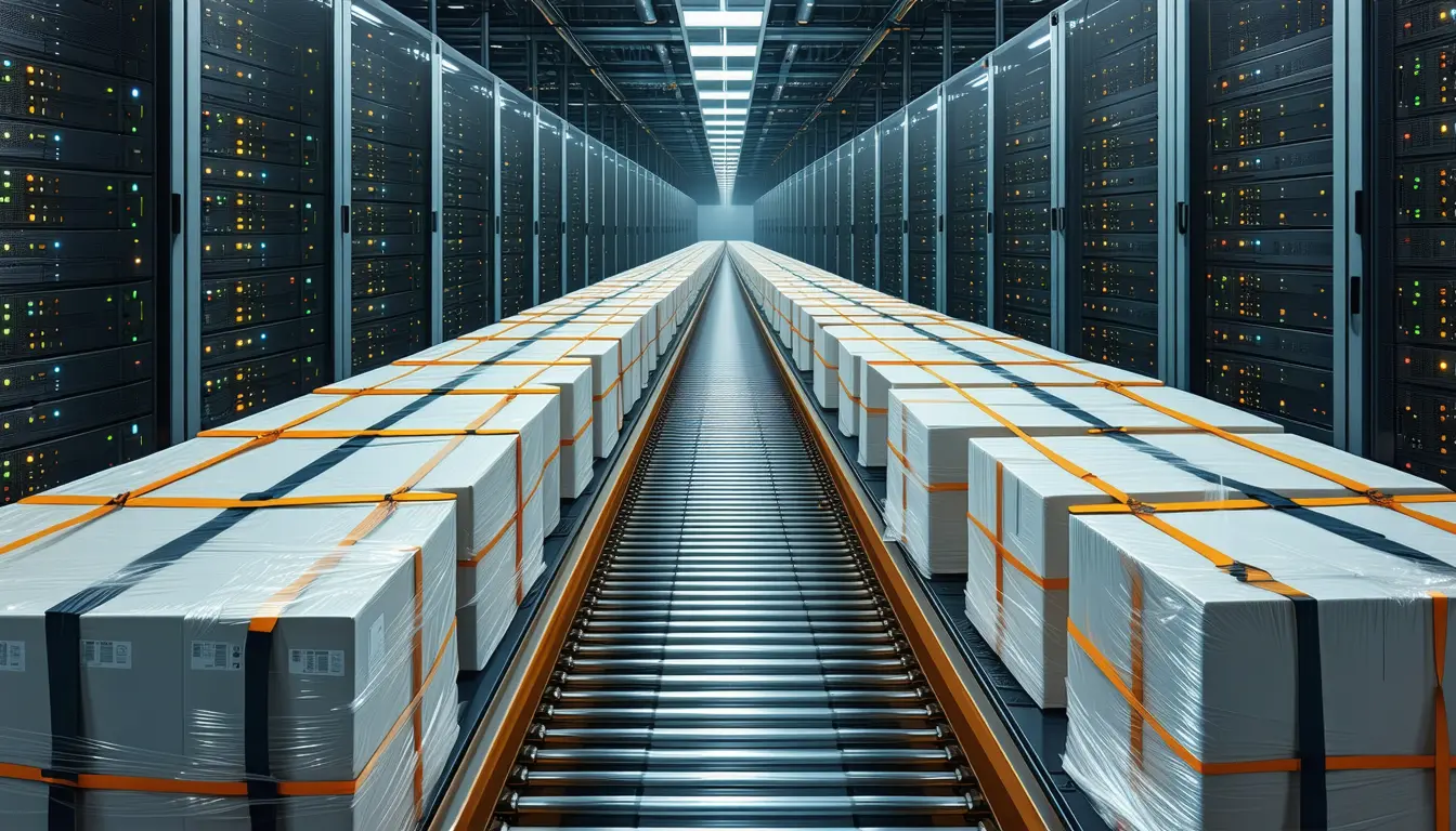 Illustration accompanying Bloomberg ties 32 export-restricted Nvidia B300 servers to a state-backed Chinese lease for Hongjing