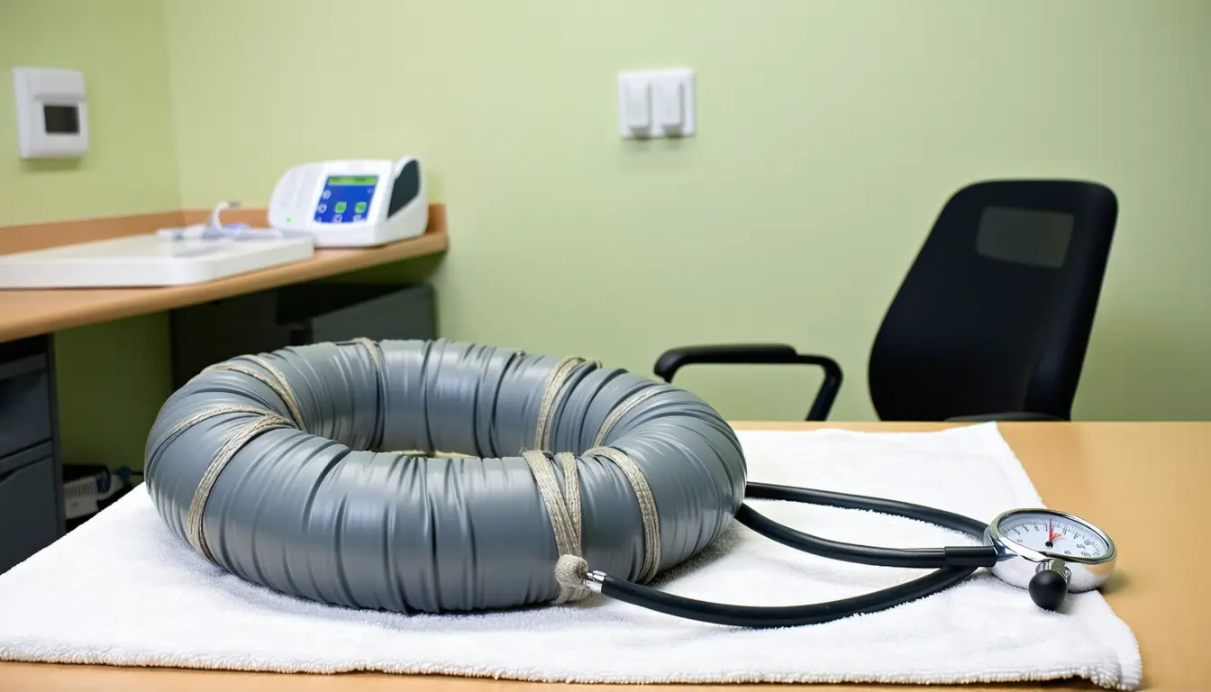 Illustration accompanying Letting the arm hang unsupported raises systolic blood pressure readings by about 6.5 mmHg