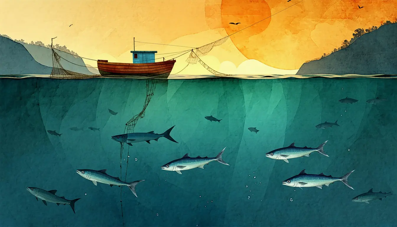 Illustration accompanying Warming aggravated by El Niño drives tuna and anchovy from Latin America's Pacific coast