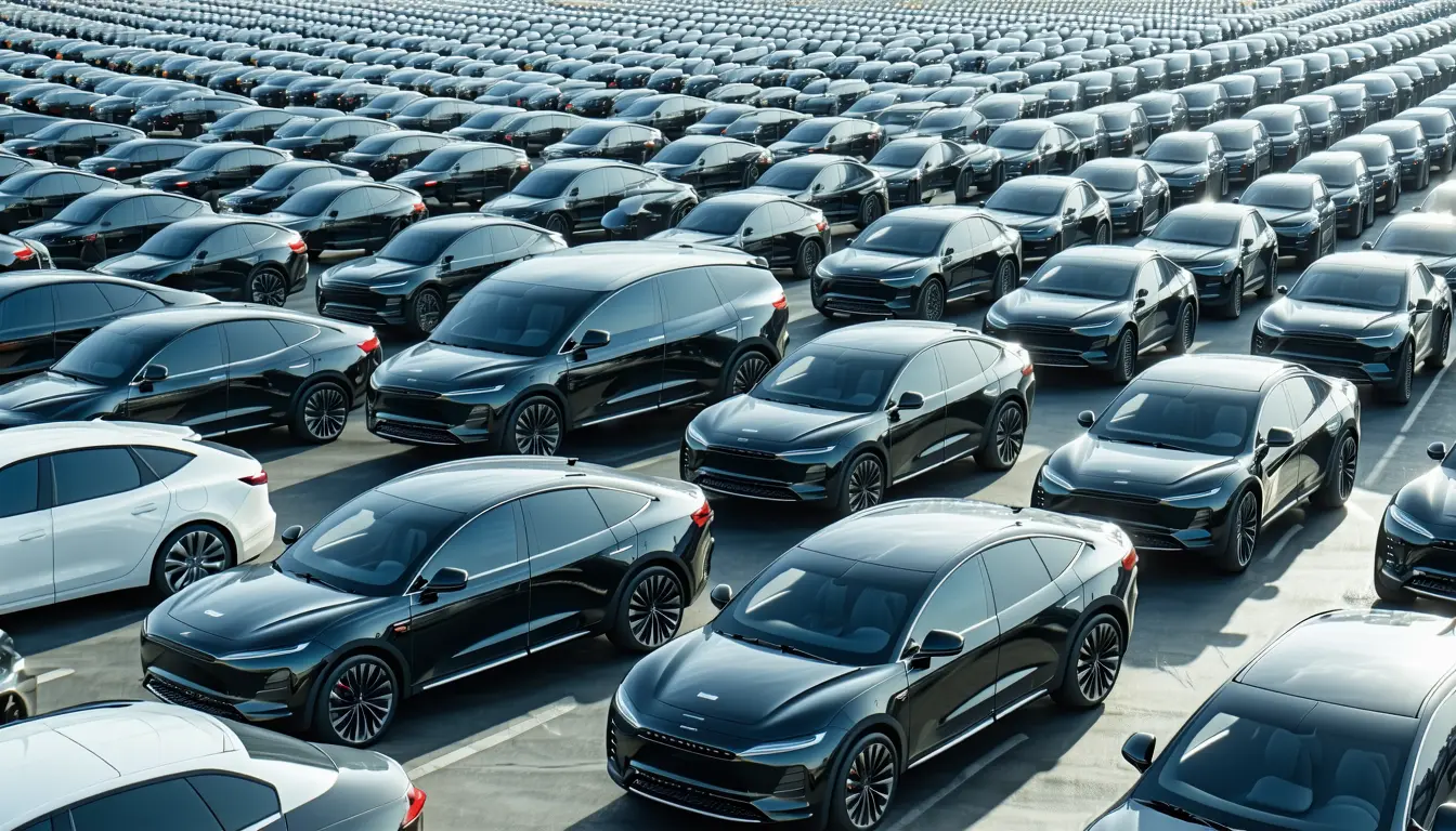 Illustration accompanying Tesla tops Q3 delivery forecasts with two cars making up 98.5% of what it built