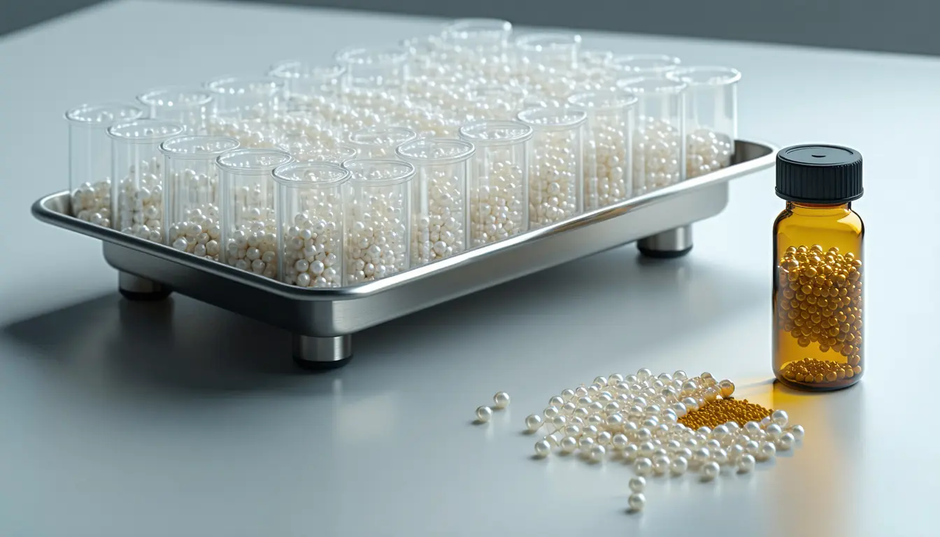Illustration accompanying KIT's freeze-dried millimetre beads use enzymes as both catalyst and structure