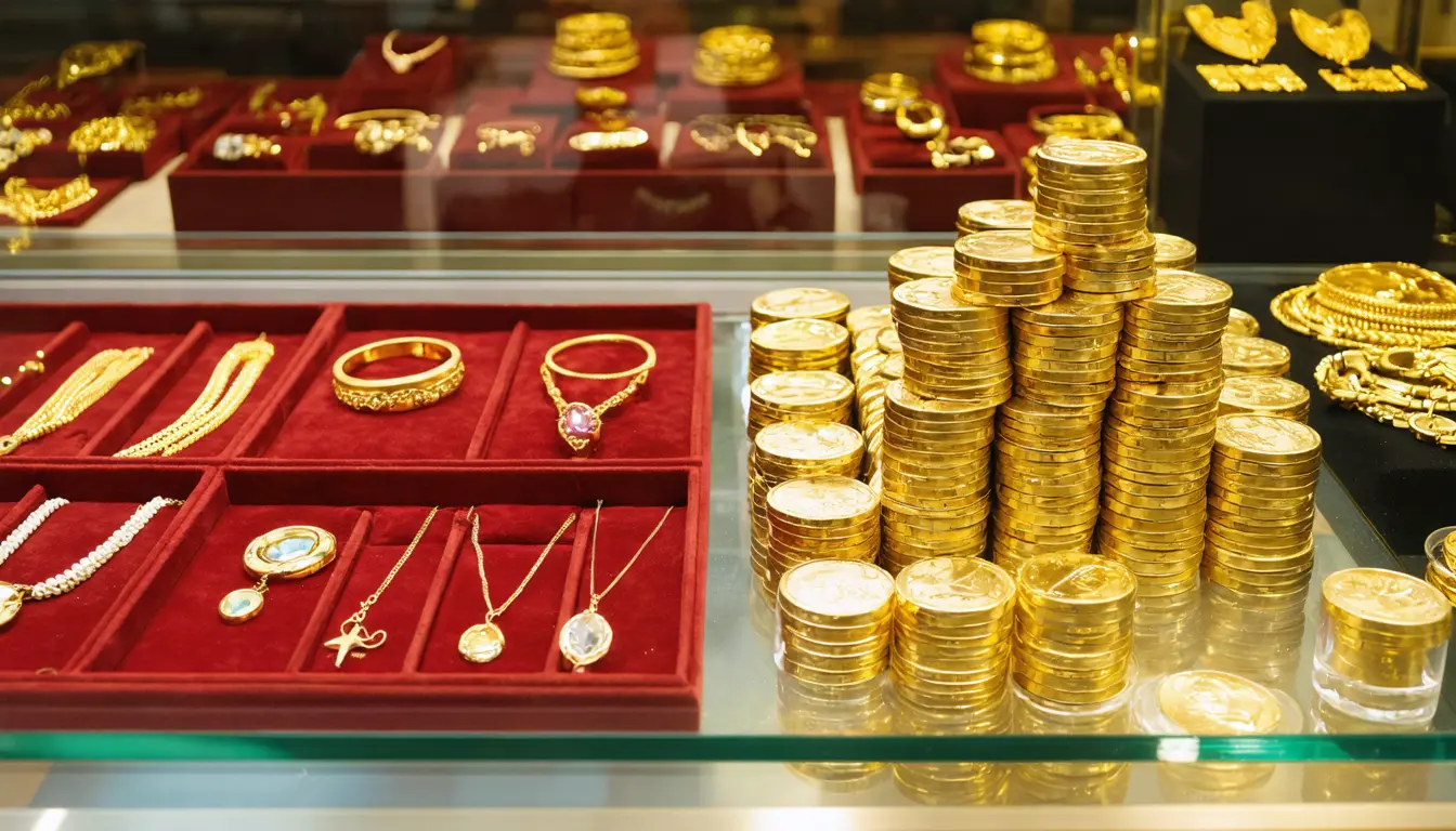 Illustration accompanying China's bar and coin buyers took on more gold than jewelry buyers gave up in the first half