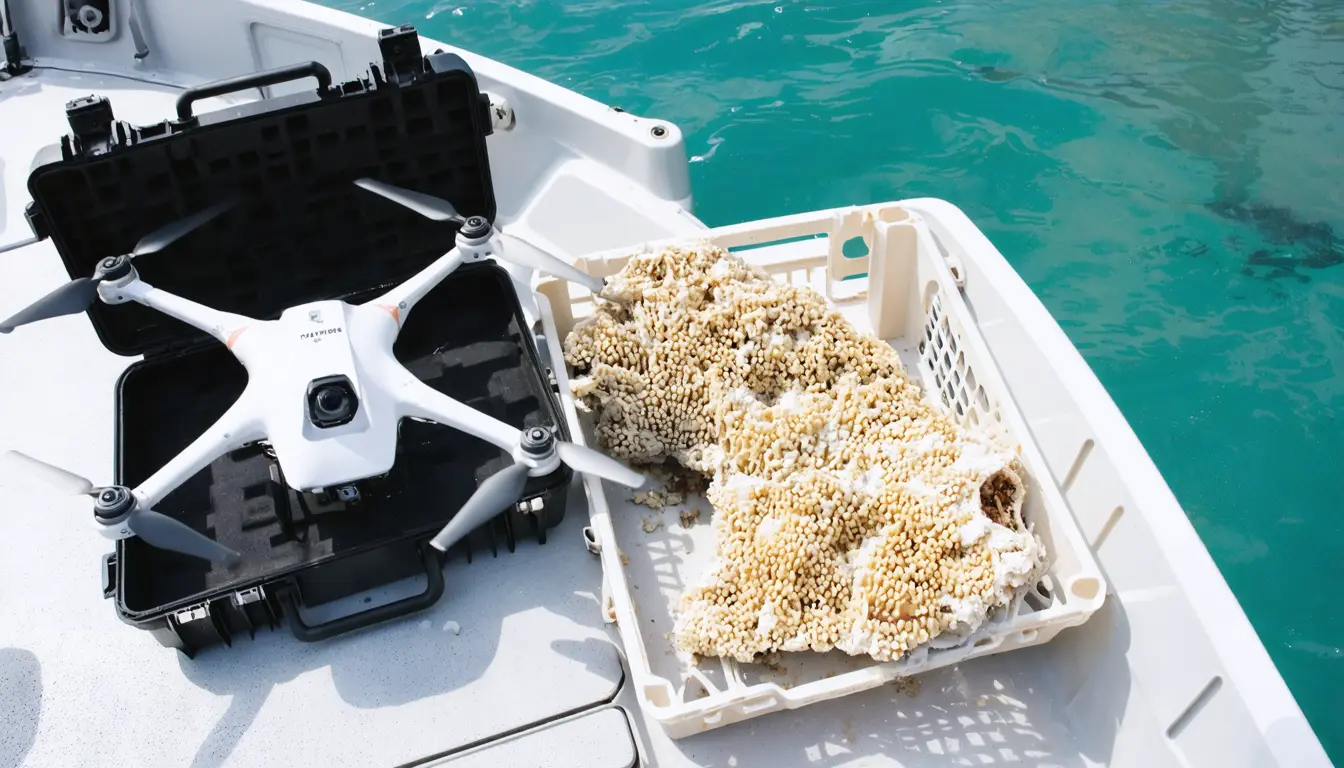 Illustration accompanying Aerial maps record a 59% drop in massive coral across Guam's Tumon Bay after Typhoon Mawar