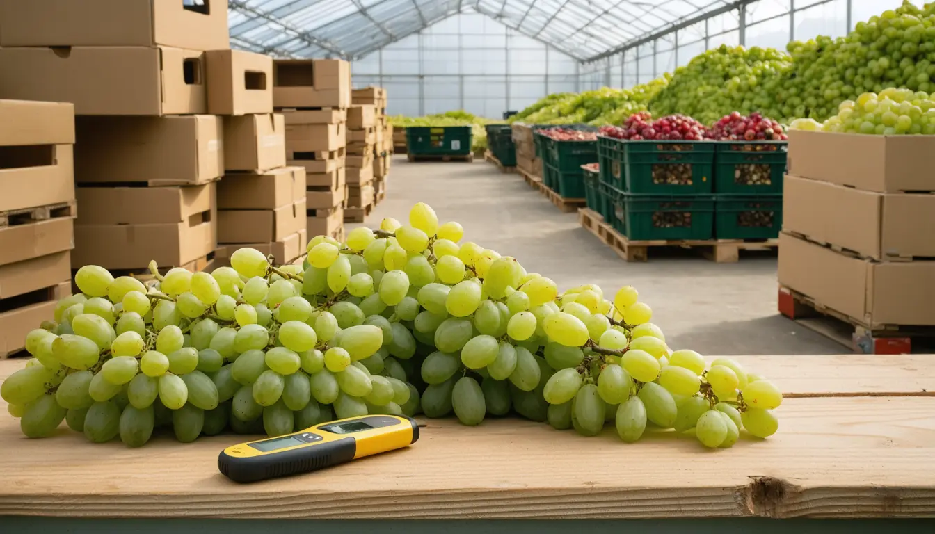 Illustration accompanying Shine Muscat sells for less than Campbell Early after Korean growers more than doubled its acreage