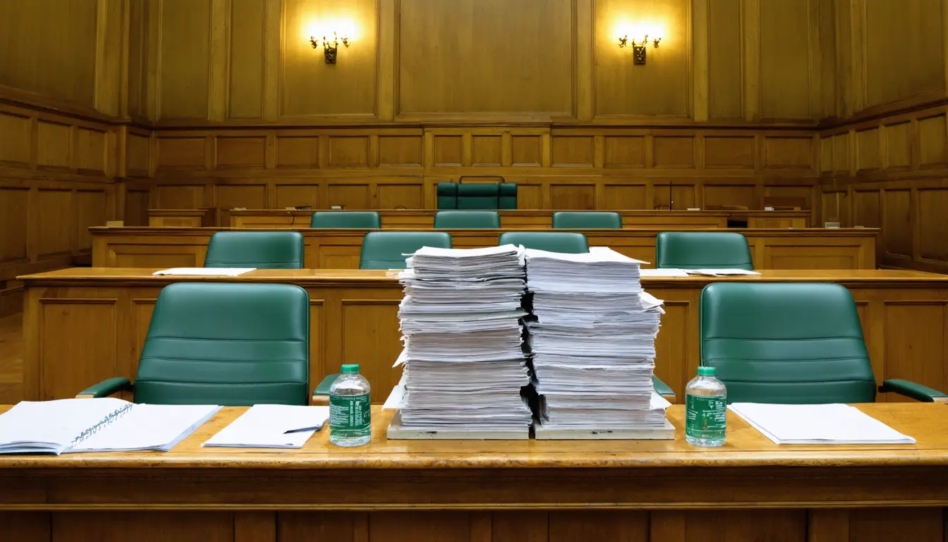 Illustration accompanying Judge-only trials for complex fraud would put white-collar defendants on a separate legal track