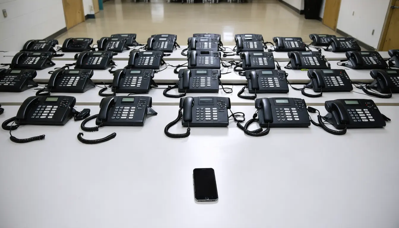 Illustration accompanying FCC weighs letting AI-voiced political robocalls reach cellphones without consent before the midterms
