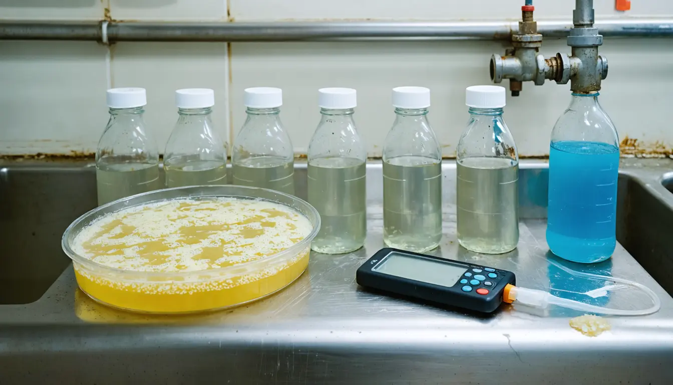 Illustration accompanying Columbia-led team is engineering glowing yeast into a handheld PFAS test for water utilities