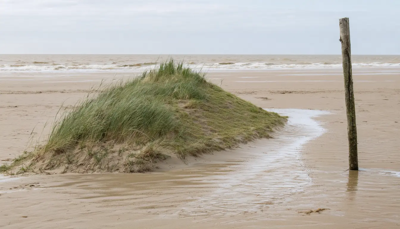 Illustration accompanying Damaged dune patches lose their sand to denser neighbours once marram grass drops below a threshold