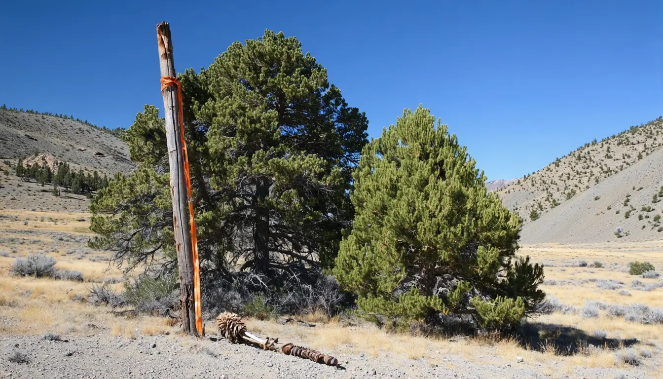 Illustration accompanying Eastern Sierra survey finds unhealthy pinyon stands where Paiute and Washoe members had flagged decline
