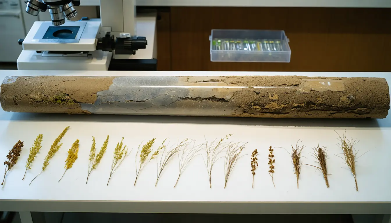 Illustration accompanying Illinois team sorts look-alike grass pollen by type to trace 25,000 years of grass diversity at one site