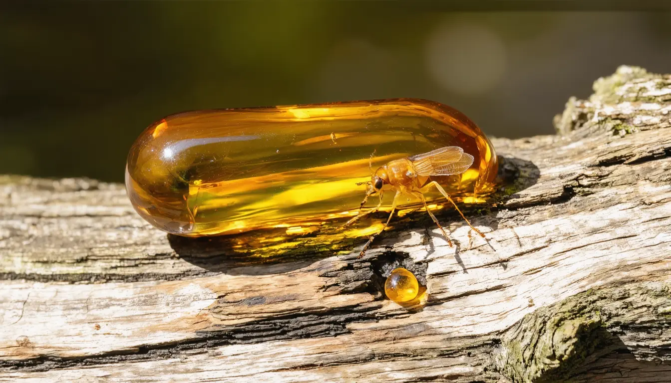 Illustration accompanying Planthopper trapped in amber 99 million years ago carried bendable mouthparts nearly twice its length
