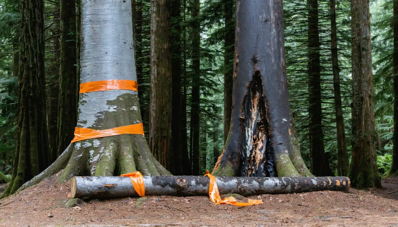 Illustration accompanying Severe kauri dieback costs Waitākere forest stands about 1 tonne of carbon per hectare a year
