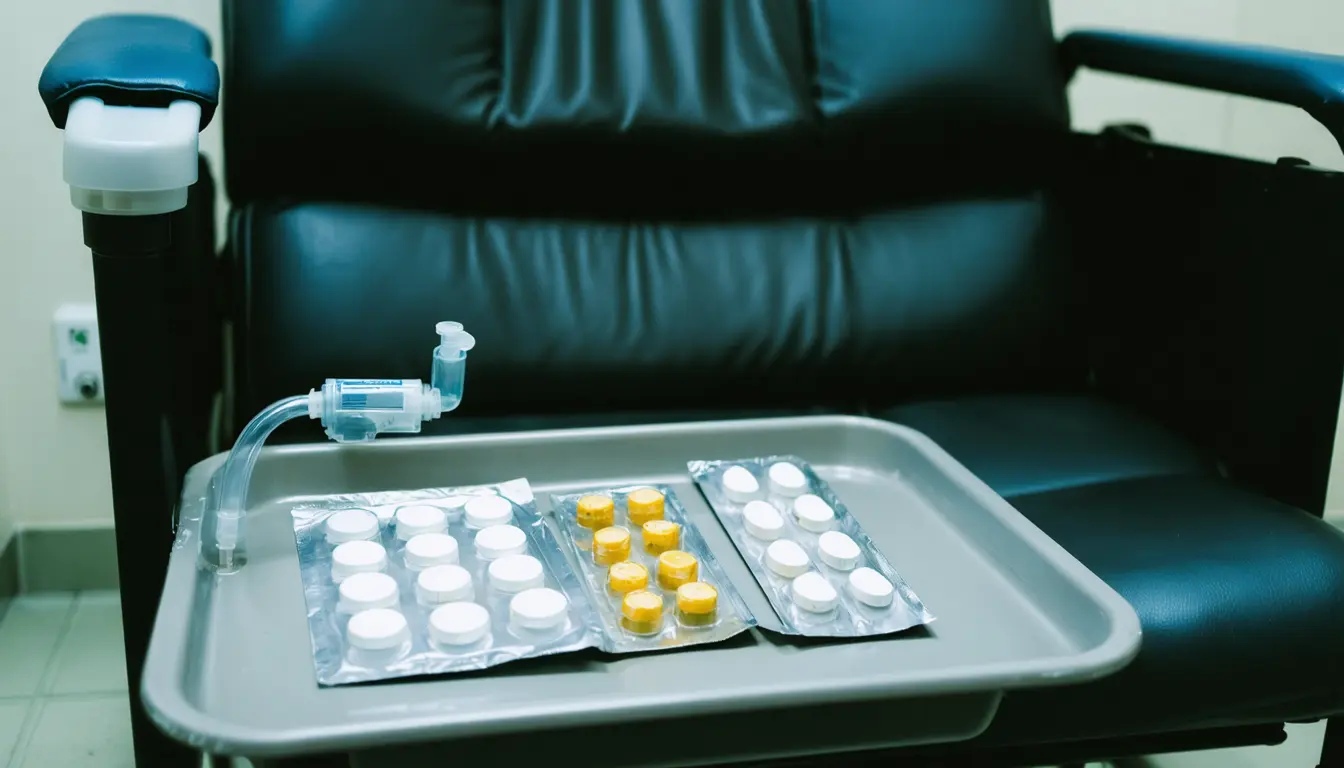 Illustration accompanying Immunotherapy patients on SSRIs died less often over two years, a matched records study finds