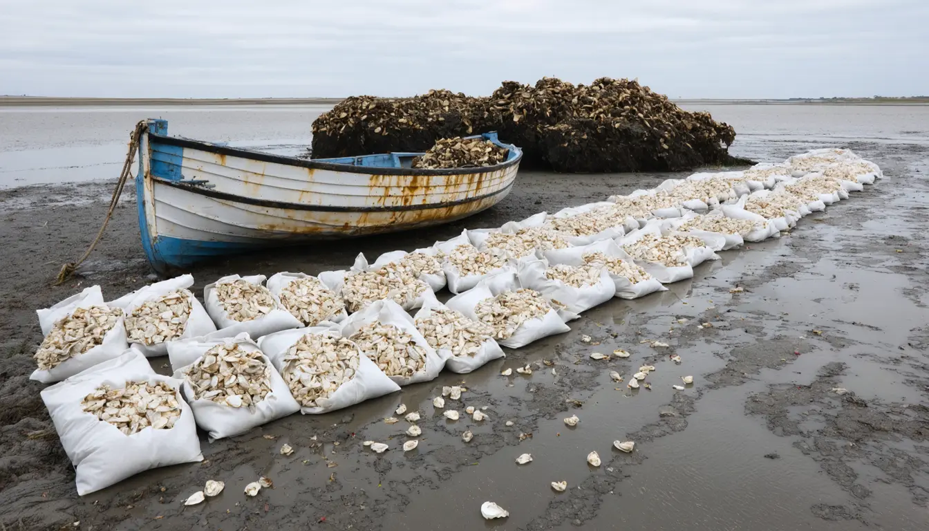 Illustration accompanying Tsinghua-led model values fully restored oyster reefs in 10 countries at $12 trillion a year