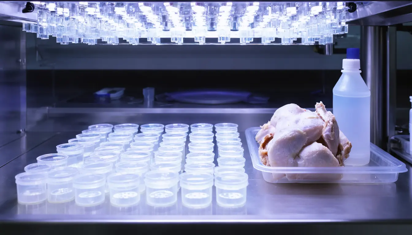 Illustration accompanying Violet-blue light kills all 64 Campylobacter strains from UK poultry in Reading lab tests
