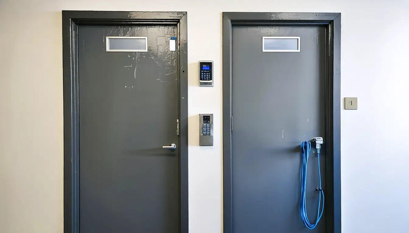 Illustration accompanying Gallagher's support for ASSA ABLOY IP locks puts the access decision inside the door