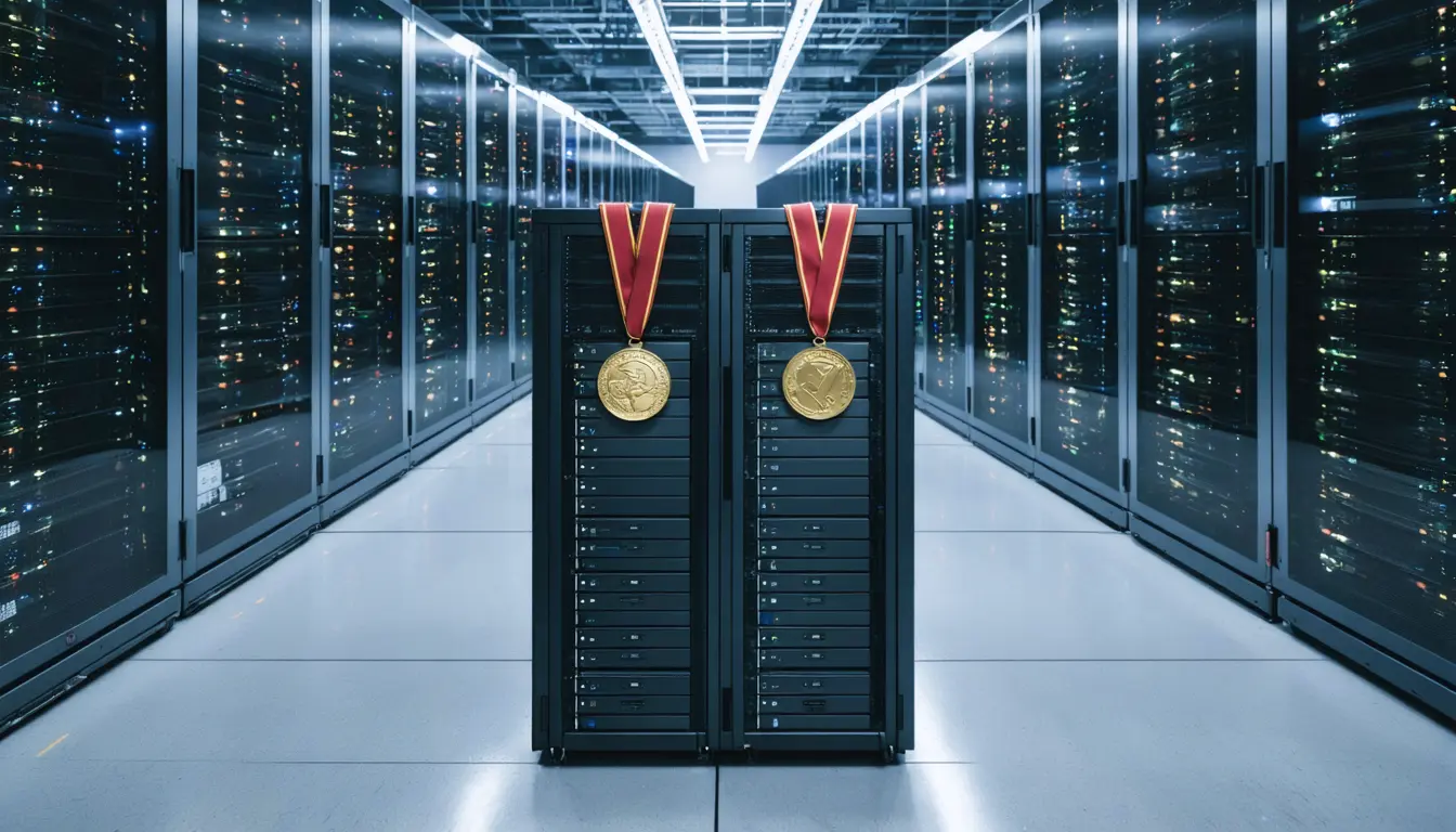 Illustration accompanying NVIDIA reused one Nemotron 3 base to reach gold-medal level at both IMO and IOI 2026