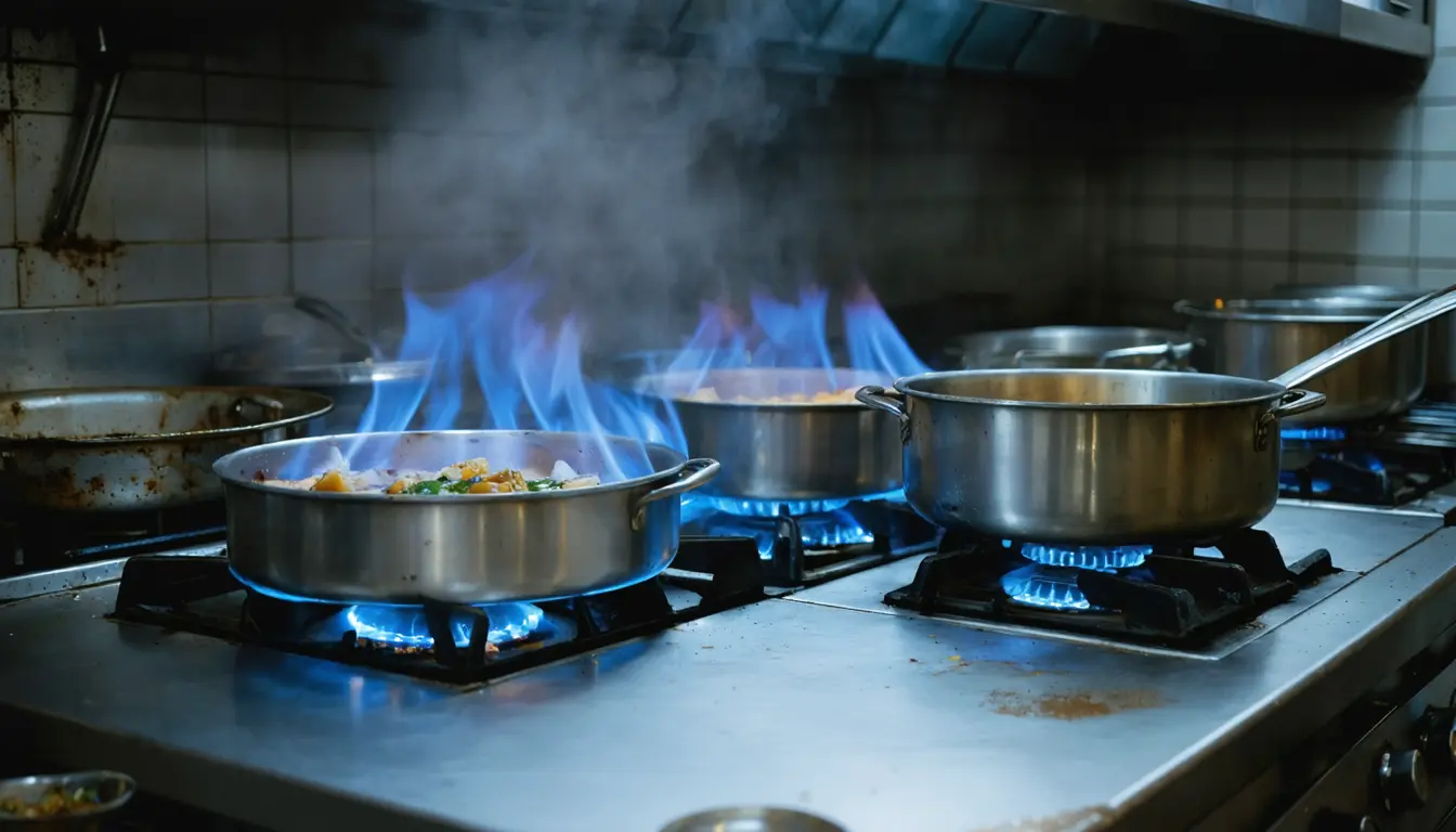 Illustration accompanying About 70% of gas restaurant kitchens in a US study topped the EPA's outdoor NO2 standard