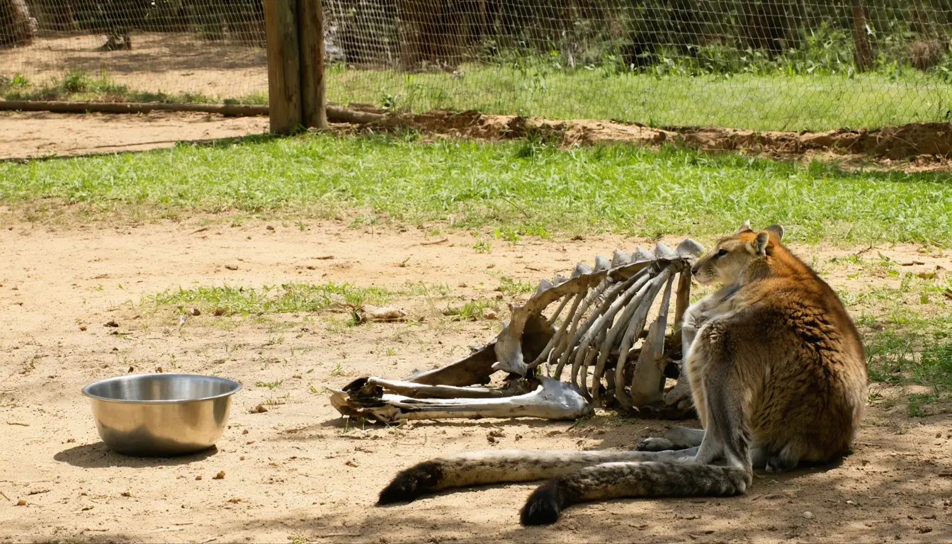 Illustration accompanying Three zoo lions fed whole carcasses every nine days spent nearly three times as long eating