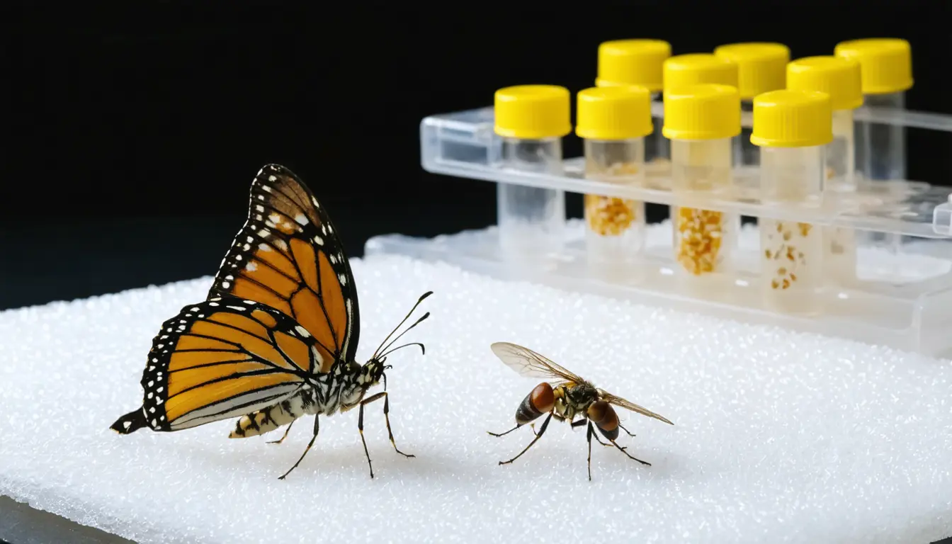 Illustration accompanying UC San Diego team builds a 'butterfly fly' with nine light-detecting cells per eye unit