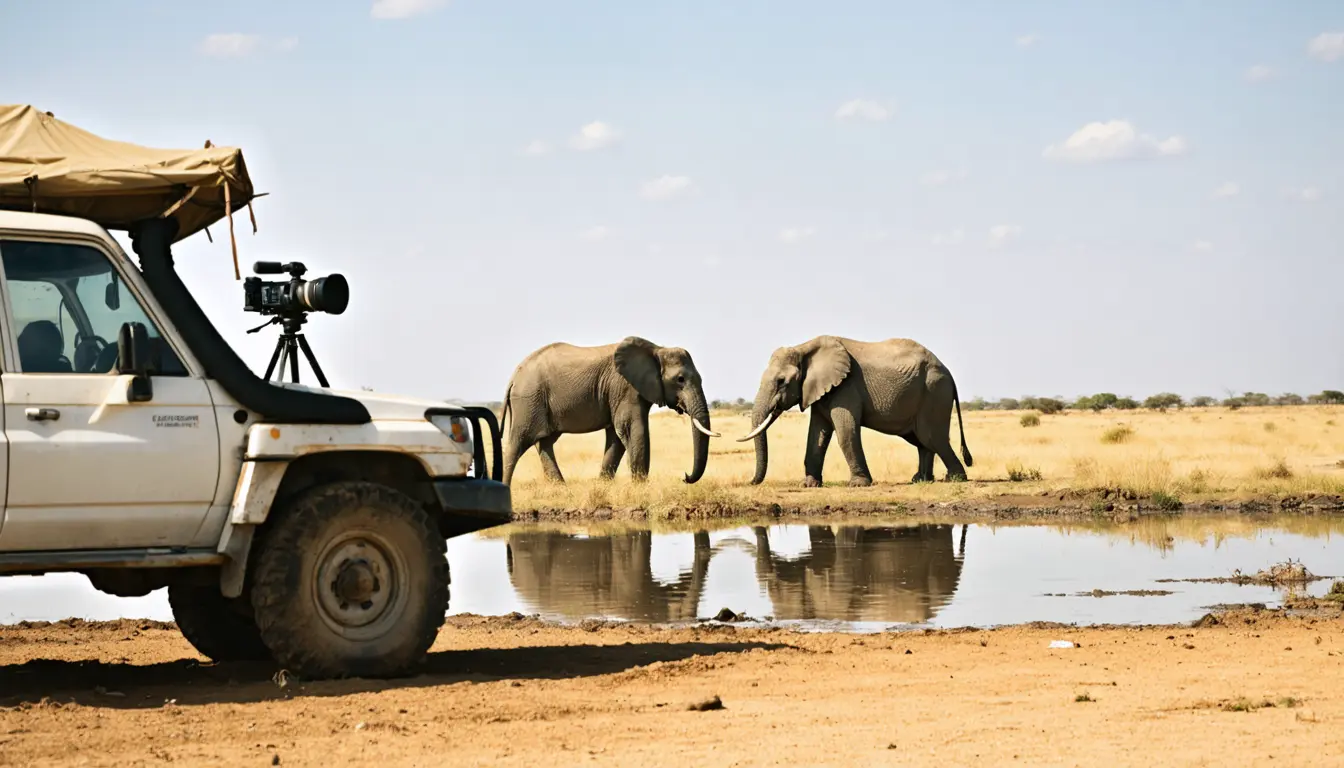 Illustration accompanying Wild savanna elephants check who is watching before they gesture, a study of about 840 gestures finds