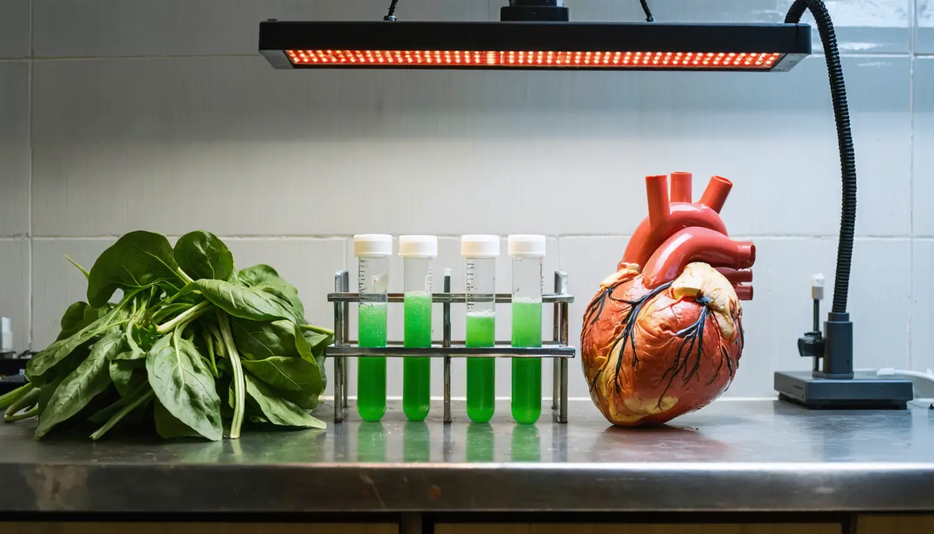 Illustration accompanying Spinach nanoparticles helped failing rat hearts pump better under red light