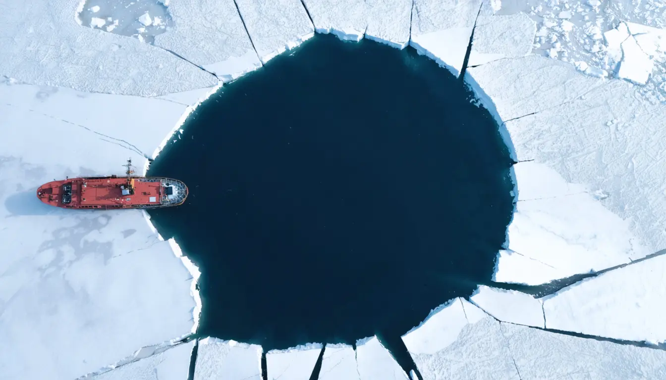Illustration accompanying Six atmospheric rivers and upwelling warm water helped open a Portugal-sized hole in Antarctic sea ice