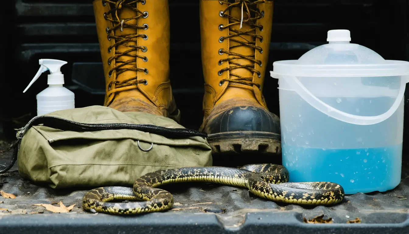 Illustration accompanying Snake hooks, bags and boots could carry reptile fungal disease between Australian sites, authors say