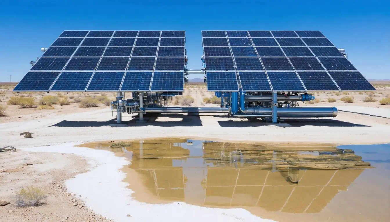Illustration accompanying Cost model finds photovoltaic reverse osmosis the cheapest solar route for Texas desalination brine