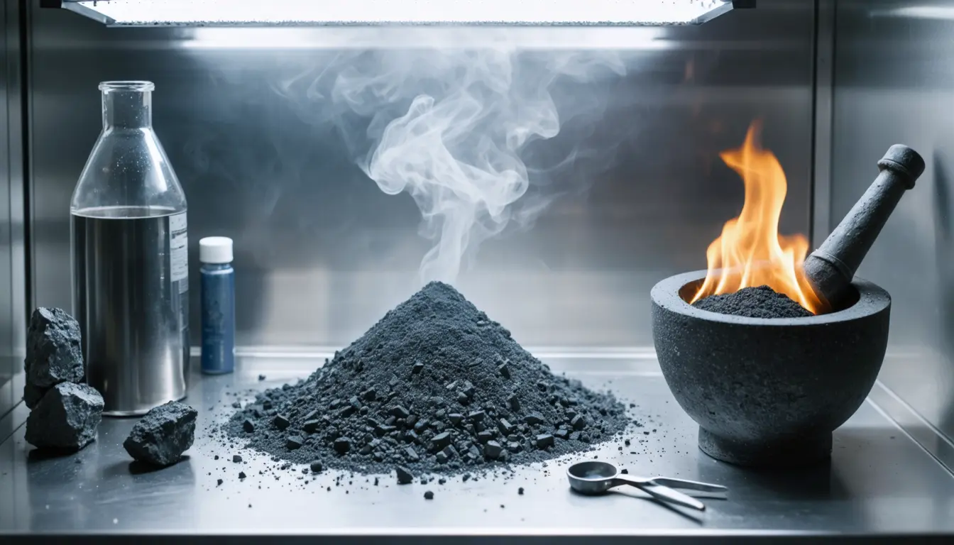 Illustration accompanying Two seafloor sulfide rocks caught fire on their own after freeze-drying and crushing
