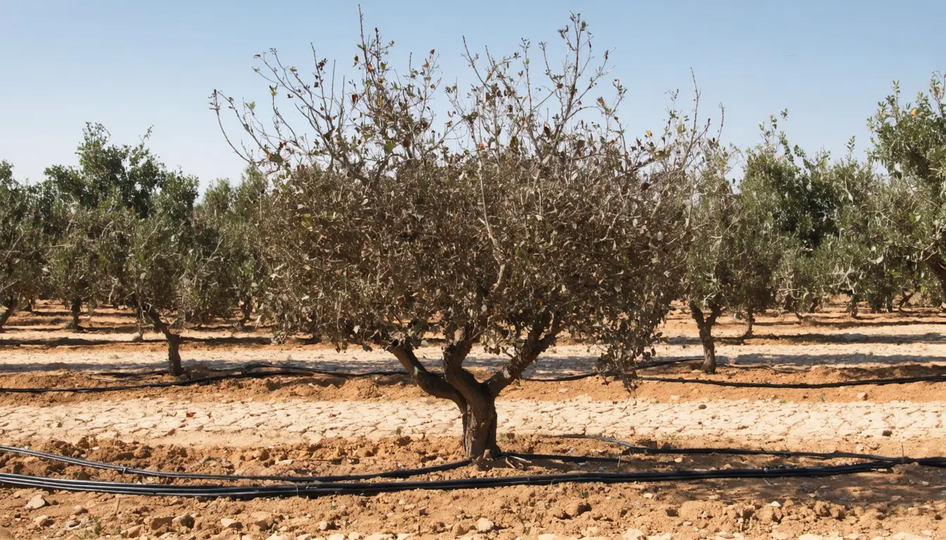 Illustration accompanying Water stress was the main aggravating factor in Xylella damage on 19 Alicante almond plots