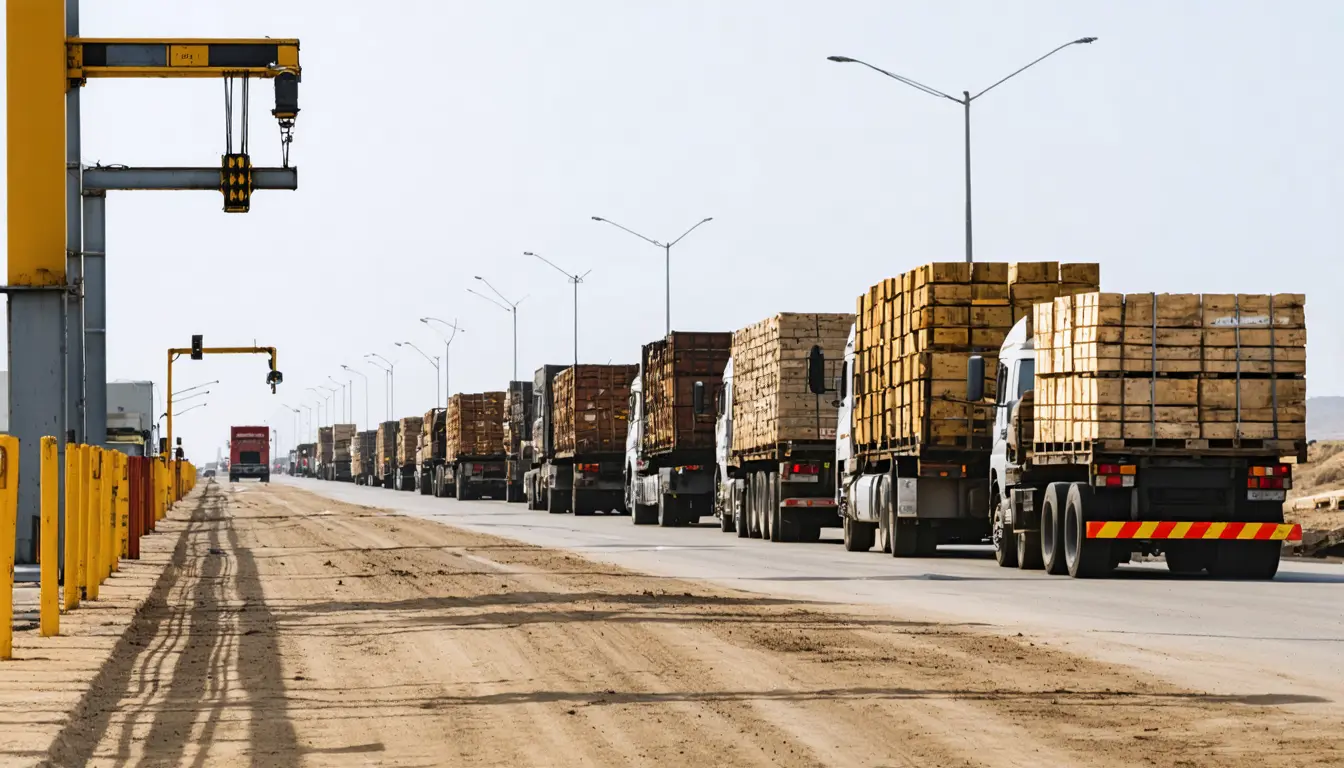 Illustration accompanying Gaza's truckers' union disputes Israel's account of a two-day halt to commercial goods